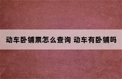 动车卧铺票怎么查询 动车有卧铺吗